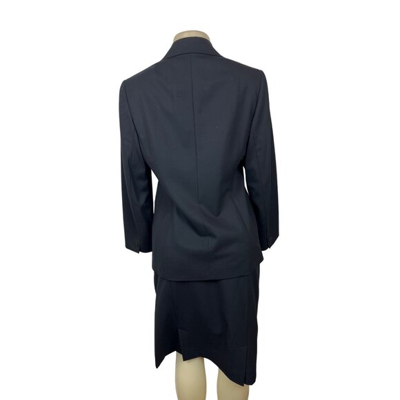 Lafayette 148 Black 2 Pcs Business Suit Set Blazer Sz 8 & Skirt Wool Blend Sz 10 - Picture 4 of 14
